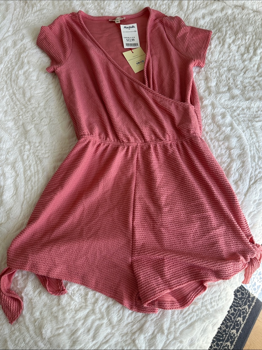 Marshalls Pink Knit Wrap-Front Baby Romper